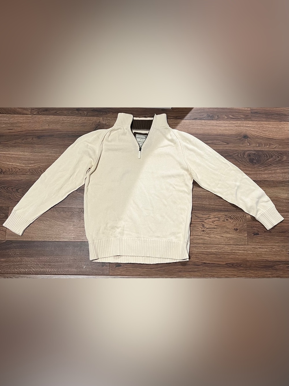 Duck Head Cream Half-Zip Men's Sweater with Contrast Neck Trim